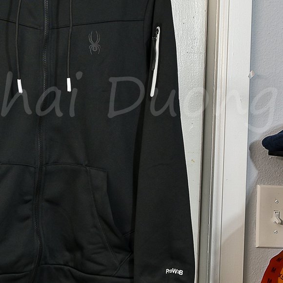 Spyder Men Active Hooded Full Zip Jacket, BLACK ,‎ Size select - Picture 3 of 8